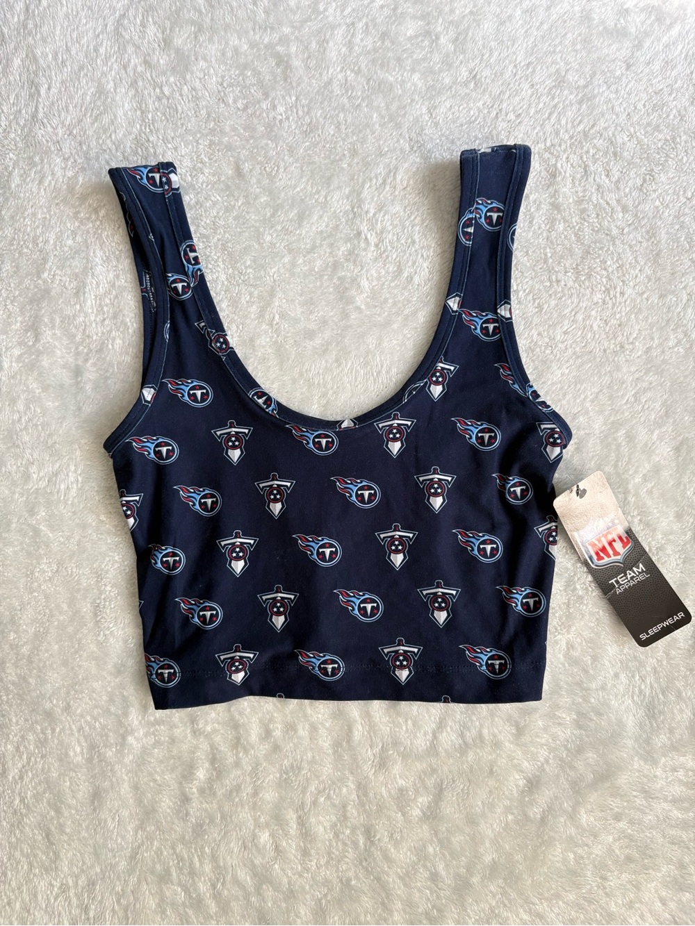 NFL Navy Tennessee Titans Logo Crop Tank Top